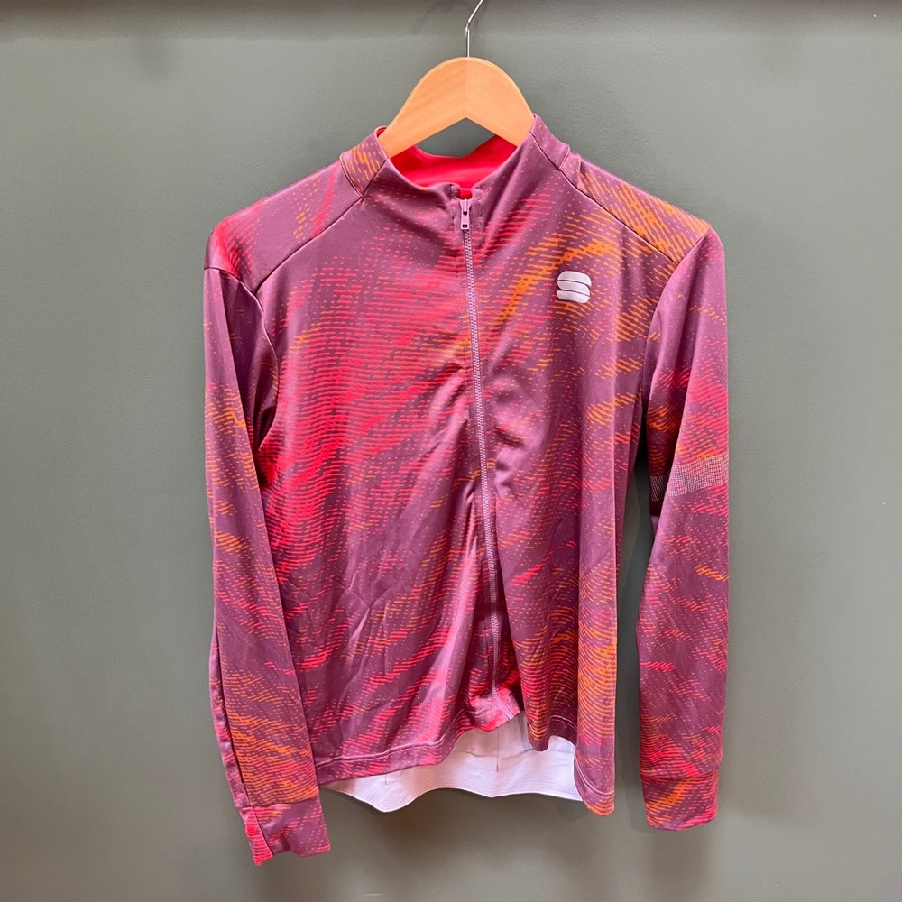 Sportful Womens XXL Cycling Jersey Long Sleeve‎ Full Zip Abstract Plum Orange